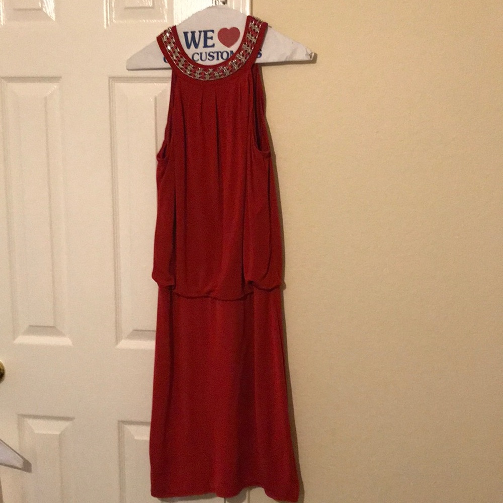 WHBM - Red dress with silver chain